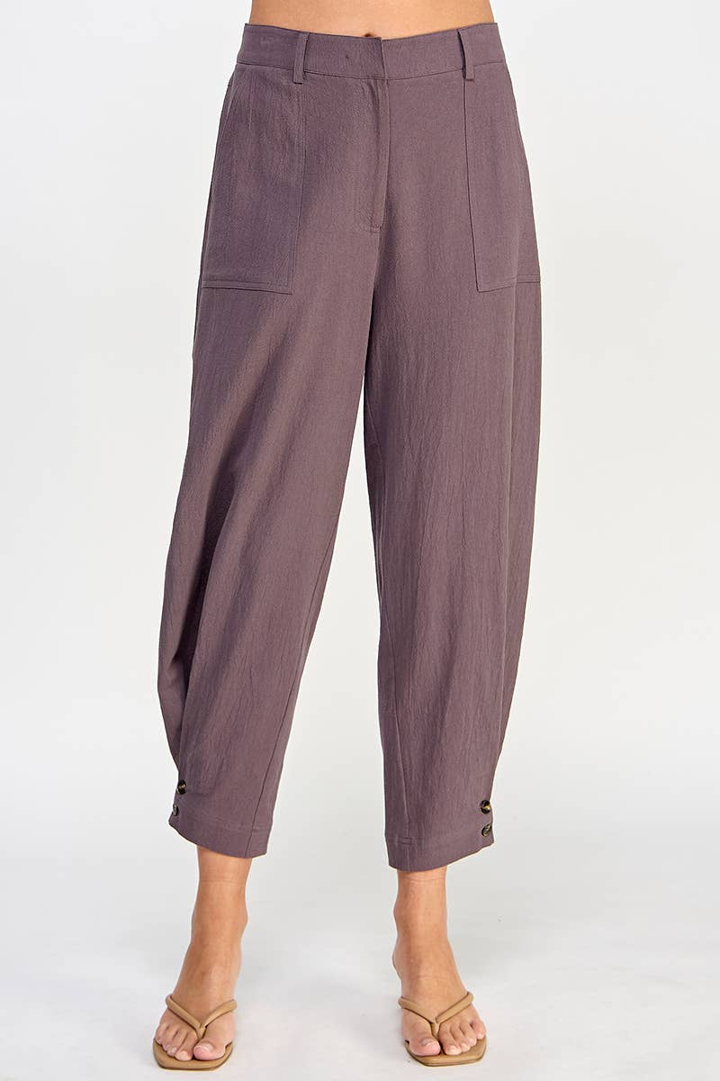 Tapered Pants with Button Detail