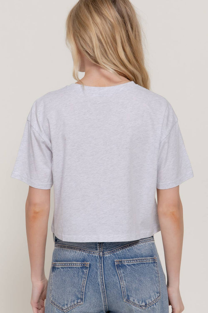 Short Sleeve Crew Neck Oversize Crop Cotton White Tee