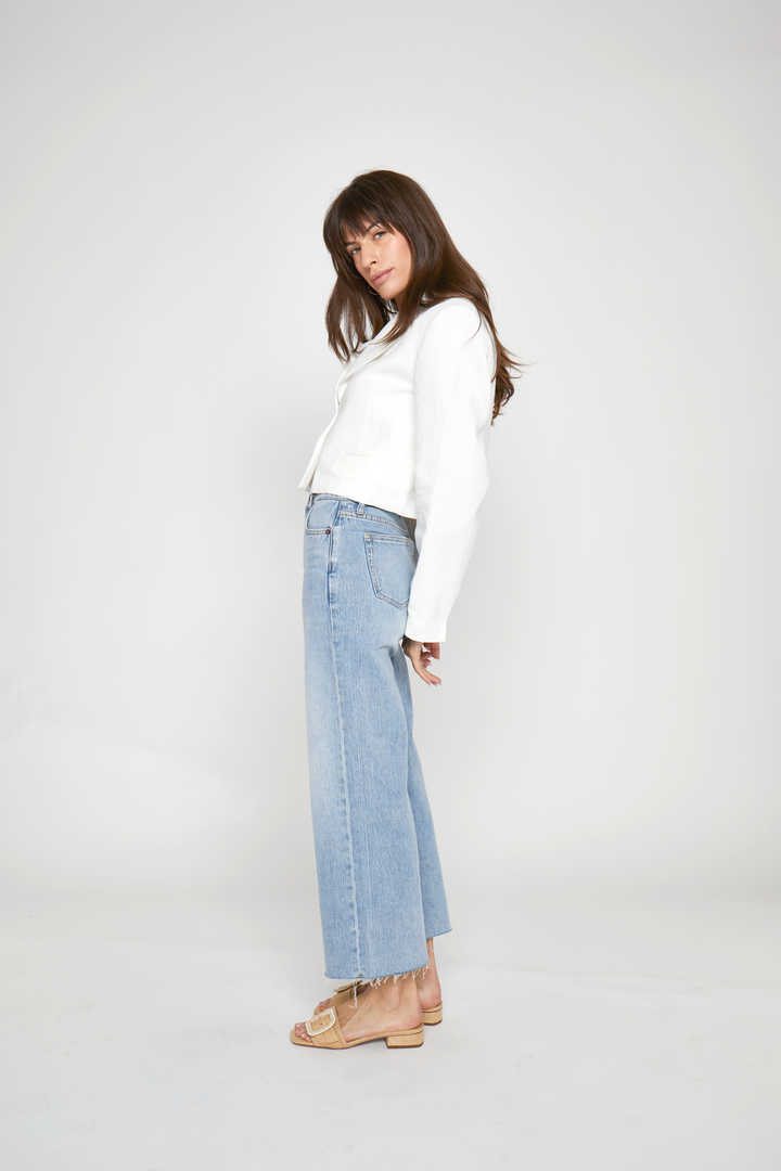 Ankle Crop High Rise Jean in Light Indigo