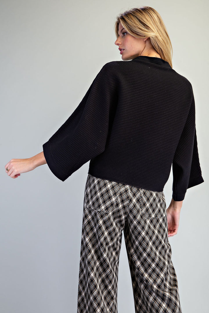 Mock Neck Rib Knit Sweater