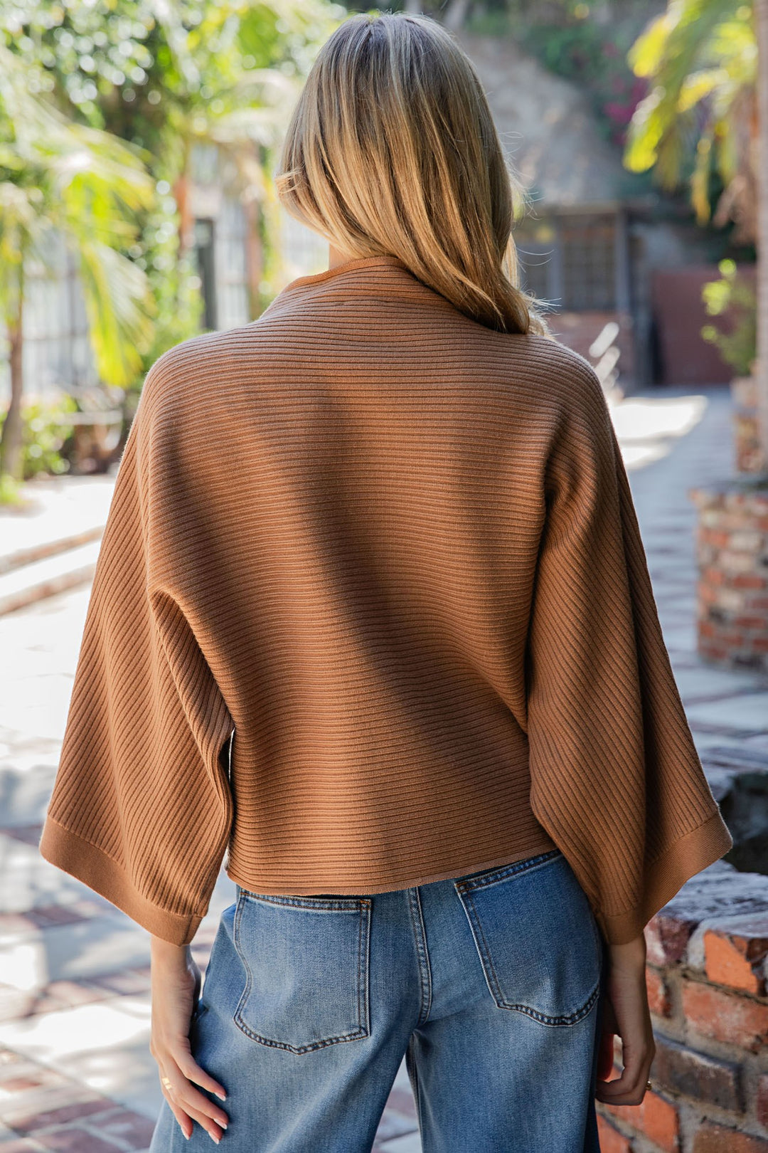 Mock Neck Rib Knit Sweater