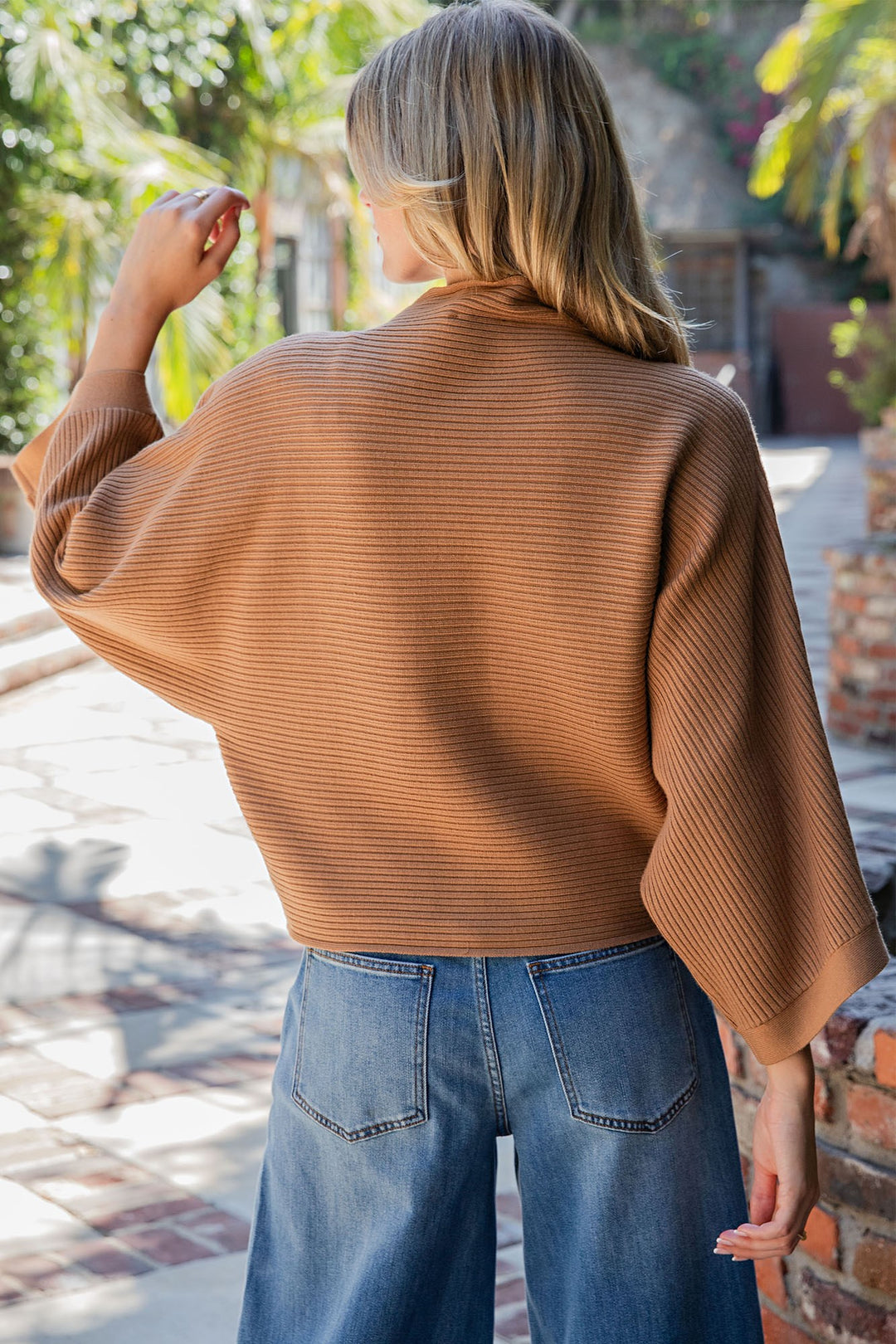 Mock Neck Rib Knit Sweater