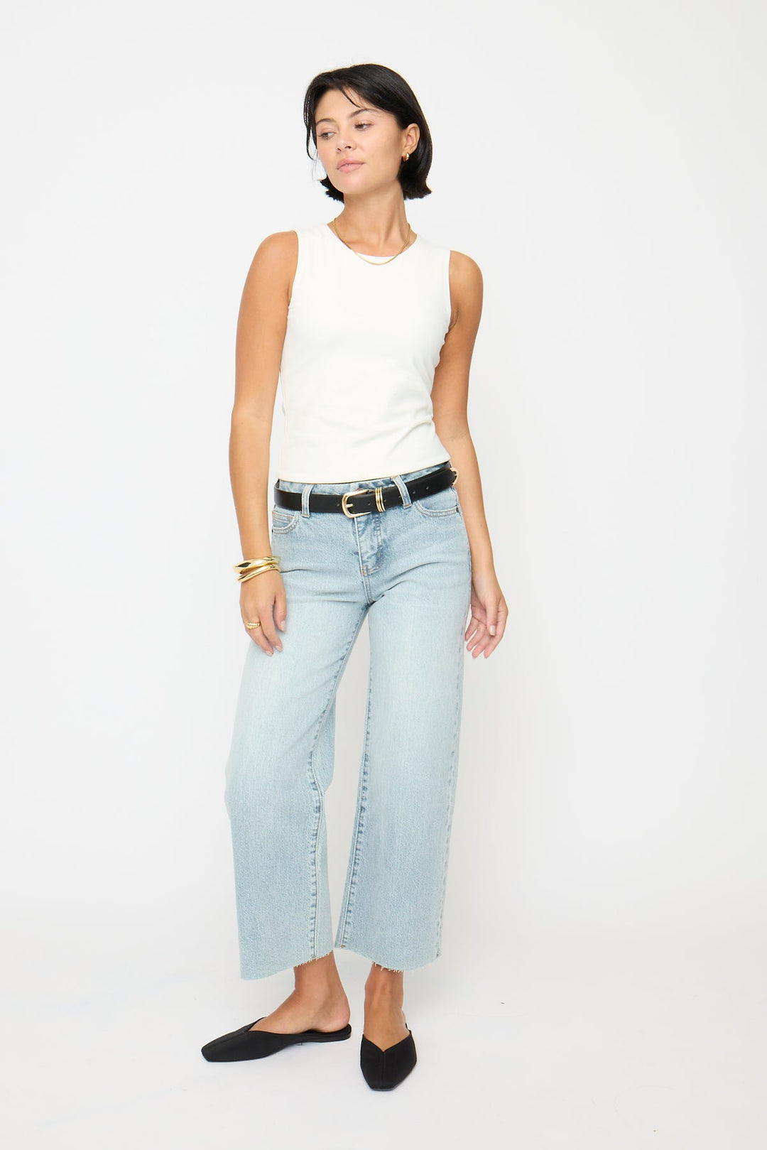 Ankle Crop High Rise Jean in Light Indigo