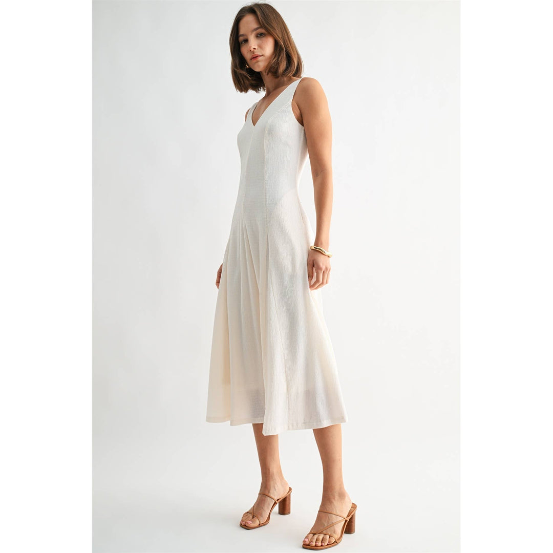 Textured Knit V-Neck Dress