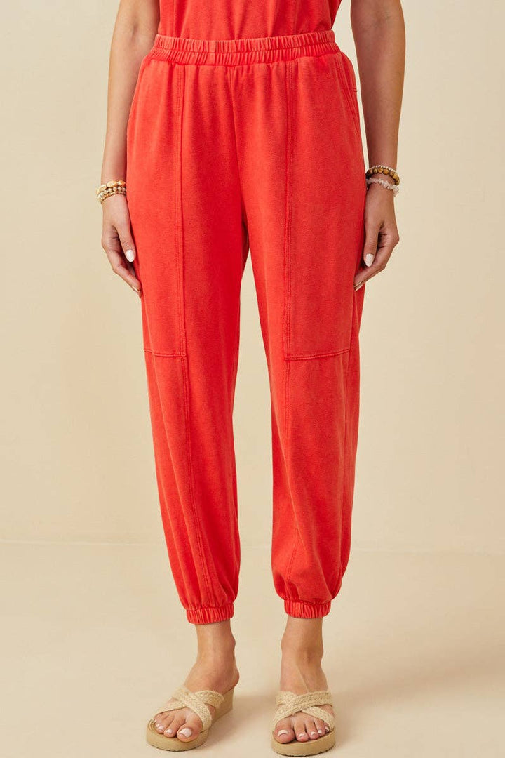 Womens Washed Paneled Knit Joggers