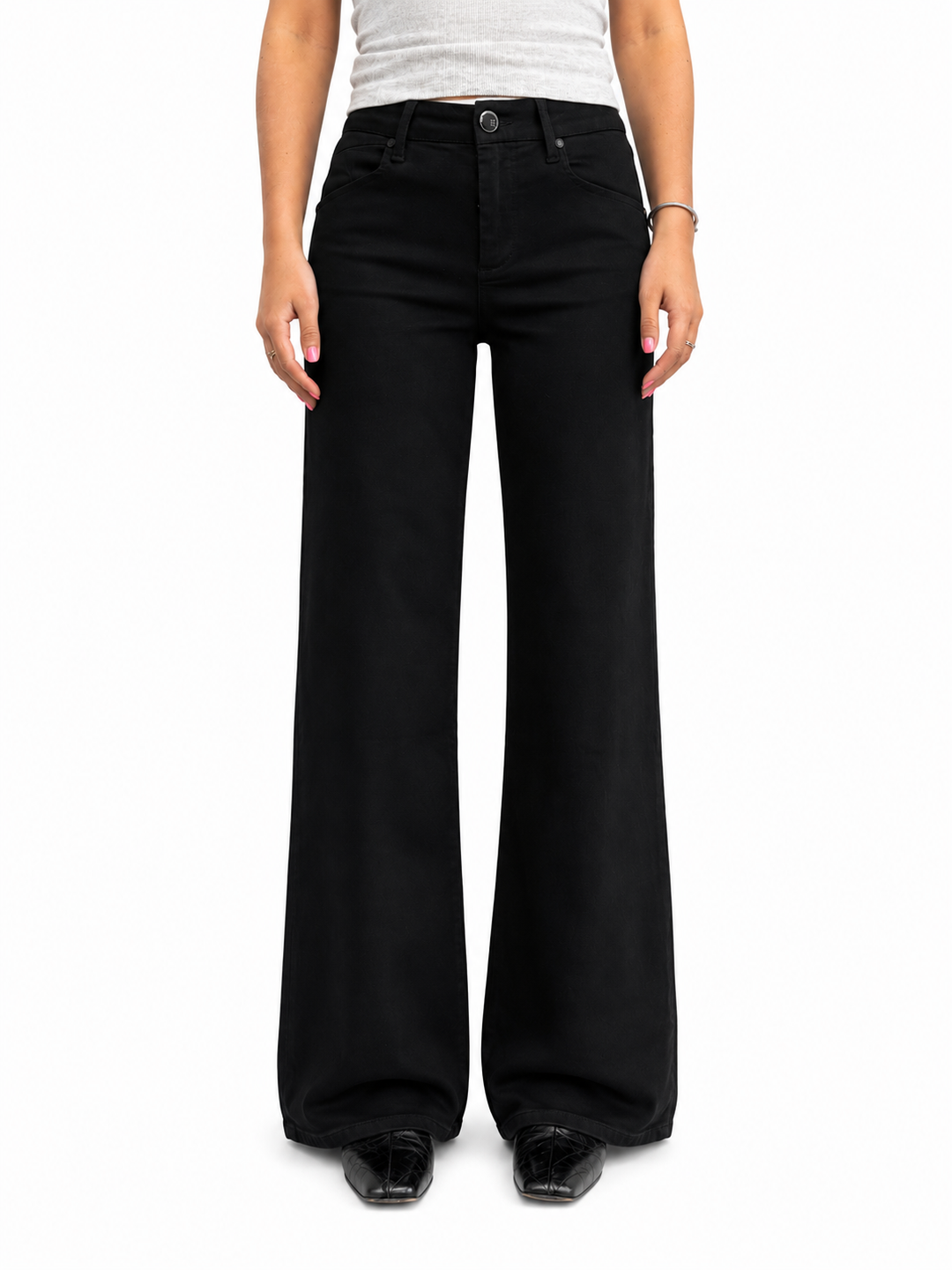 Petite 28" Better Butter Wide Leg Jeans in Black