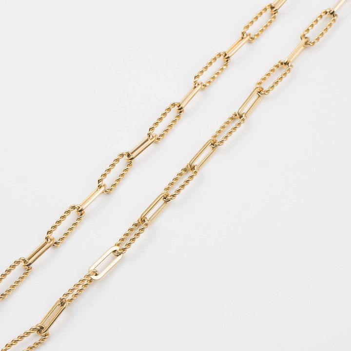 Waterproof Gold Twisted Links Necklace