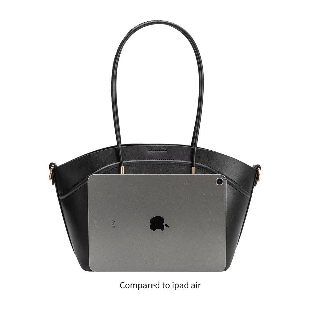 Hazel Black Recycled Vegan Leather Tote Bag