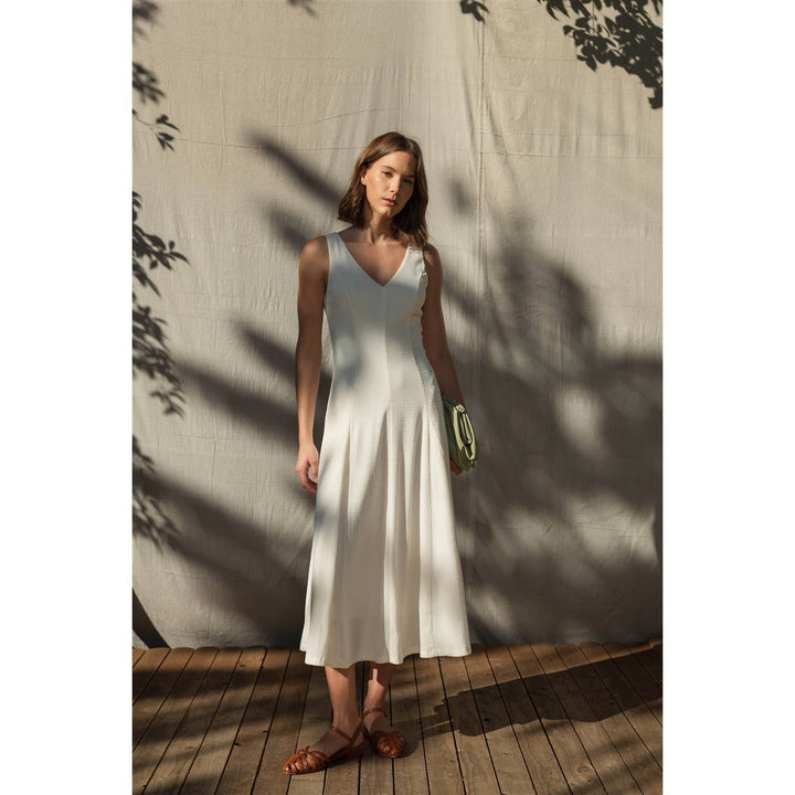 Textured Knit V-Neck Dress