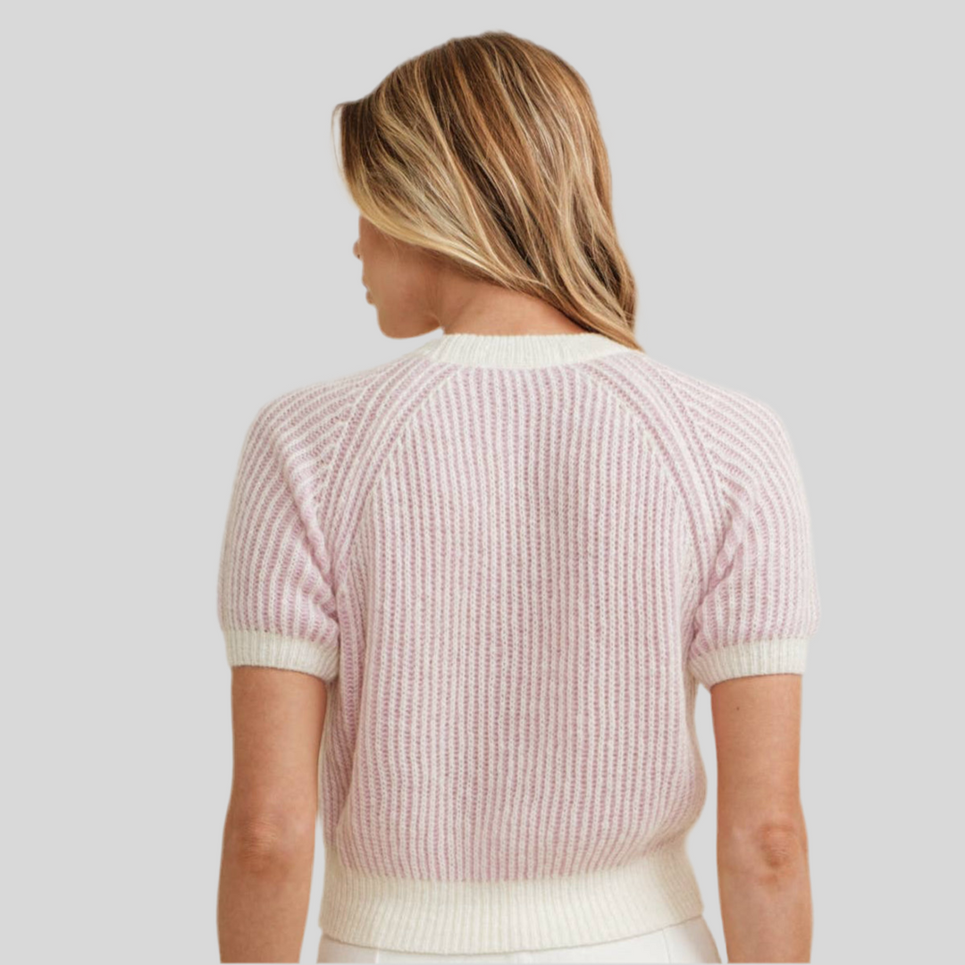 Pink Short Sleeved Ribbed Sweater