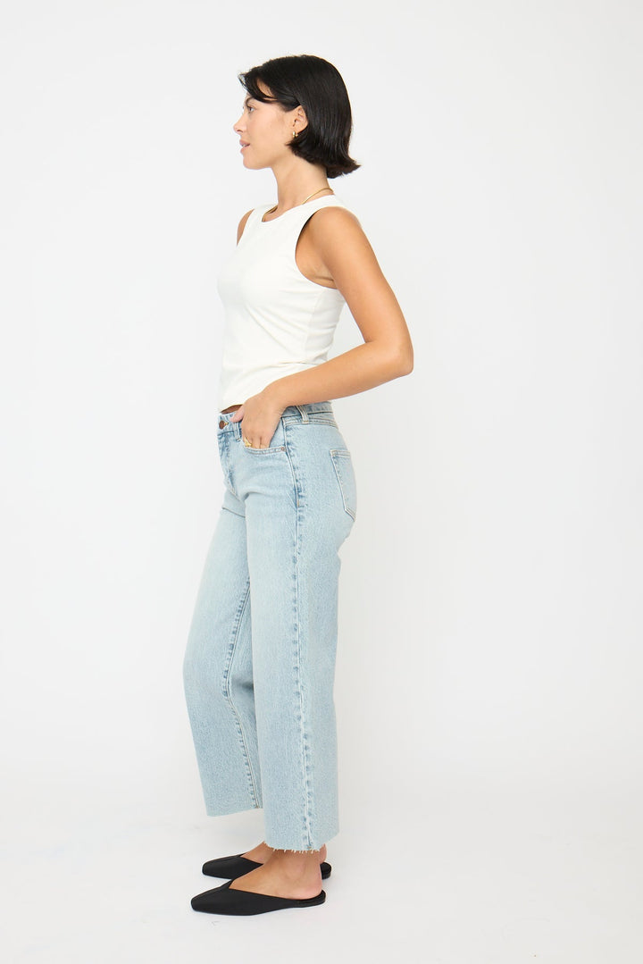 Ankle Crop High Rise Jean in Light Indigo