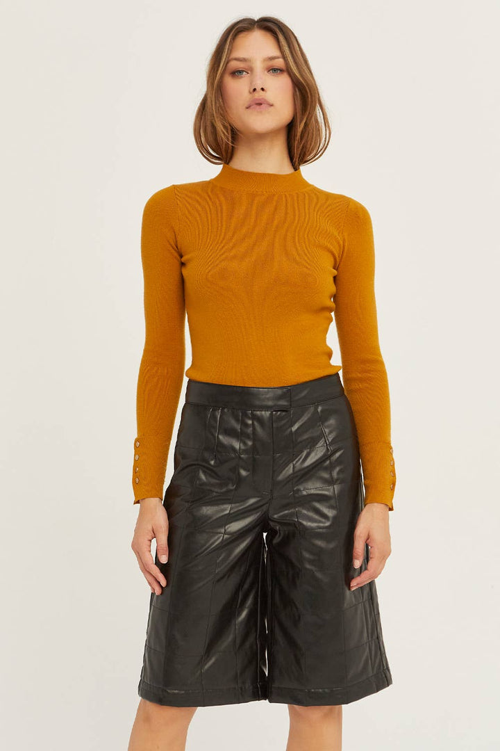 Megan Knit Top with Sleeve Snap Detail