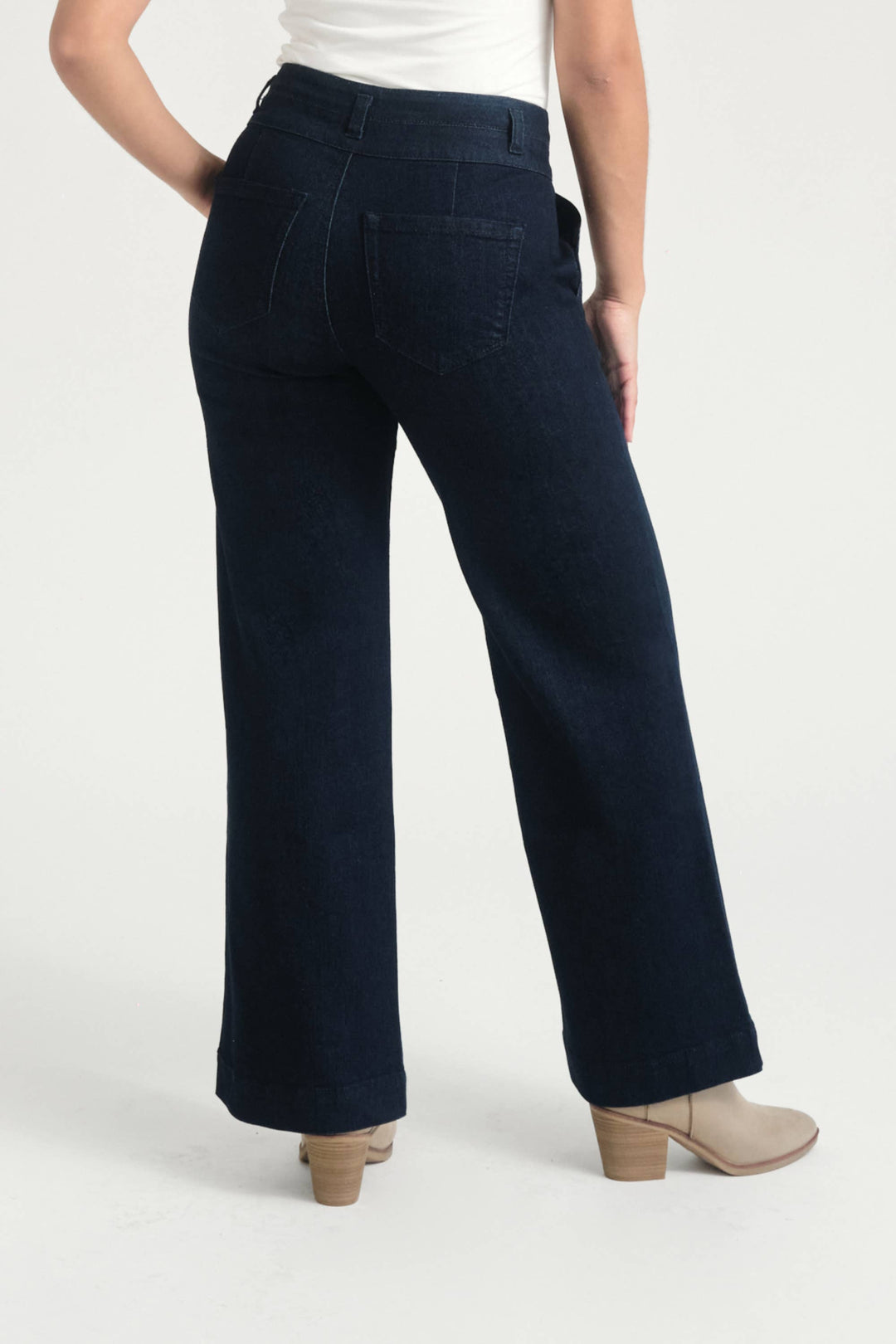 Petite 29" Slim Wide Leg Jeans in Dark Wash