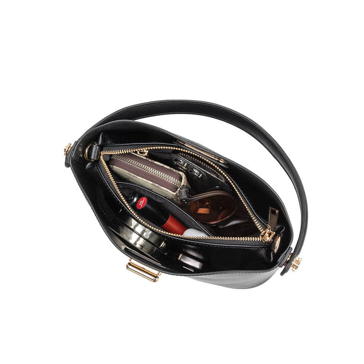 Lana Black Recycled Vegan Leather Crossbody Bag