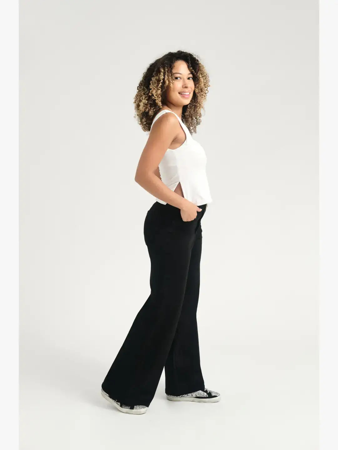 Petite 28" Better Butter Wide Leg Jeans in Black