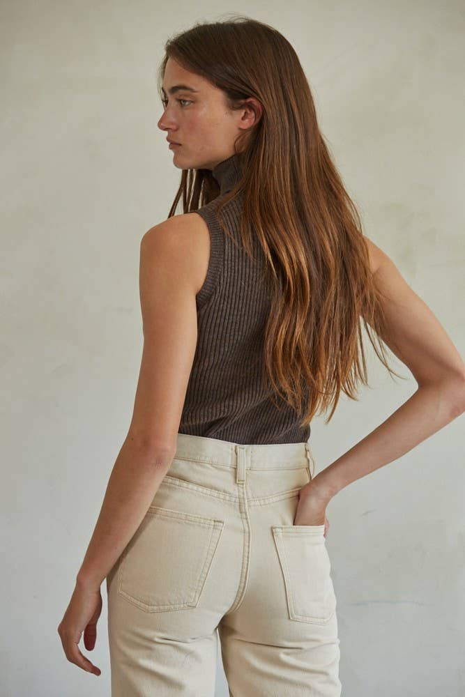 Knit Turtleneck Sleeveless Top