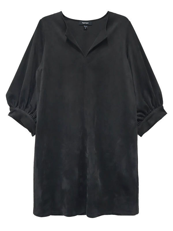 Faux Suede Puff Sleeve Dress