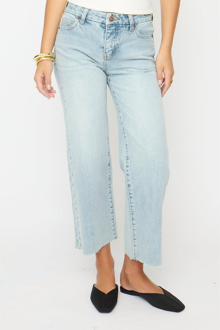Ankle Crop High Rise Jean in Light Indigo
