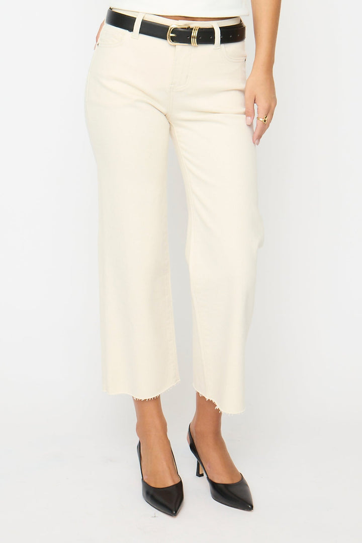 Ankle Crop High Rise Jean in Ivory