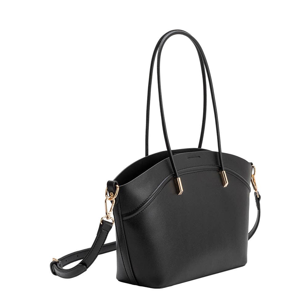 Hazel Black Recycled Vegan Leather Tote Bag