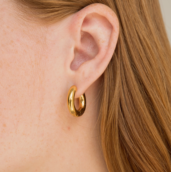Waterproof 12mm Chunky Gold Hoops
