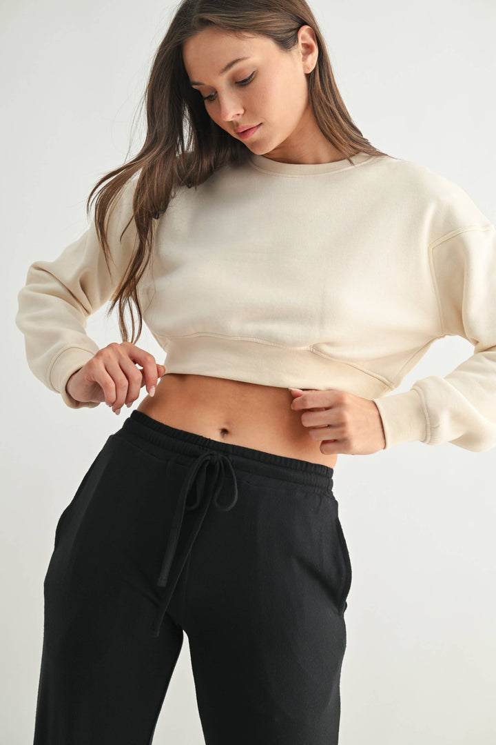 MVP Cropped Fleece Sweatshirt in Pearl