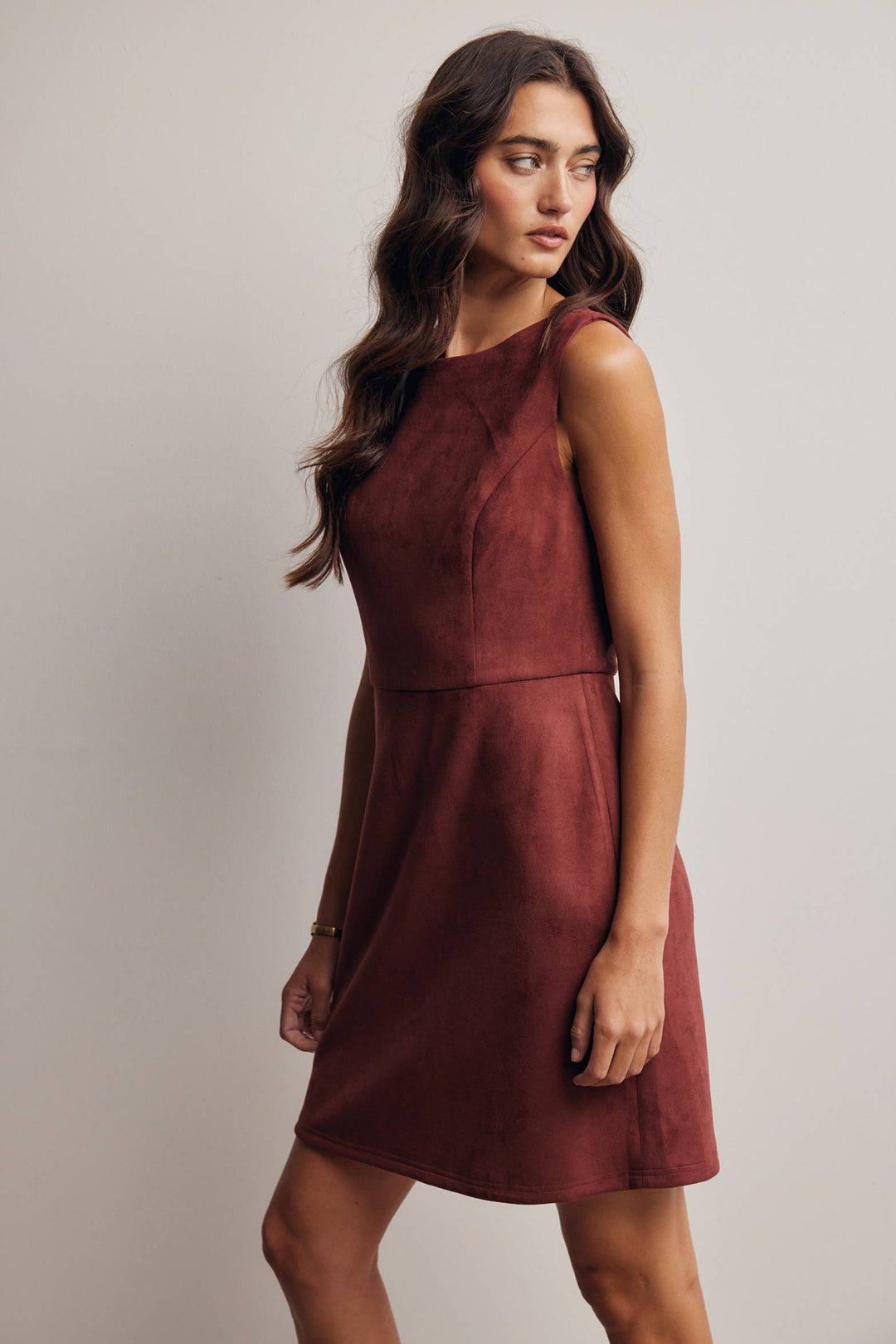 Stretch Suede Sleeveless Mini Dress FD0059