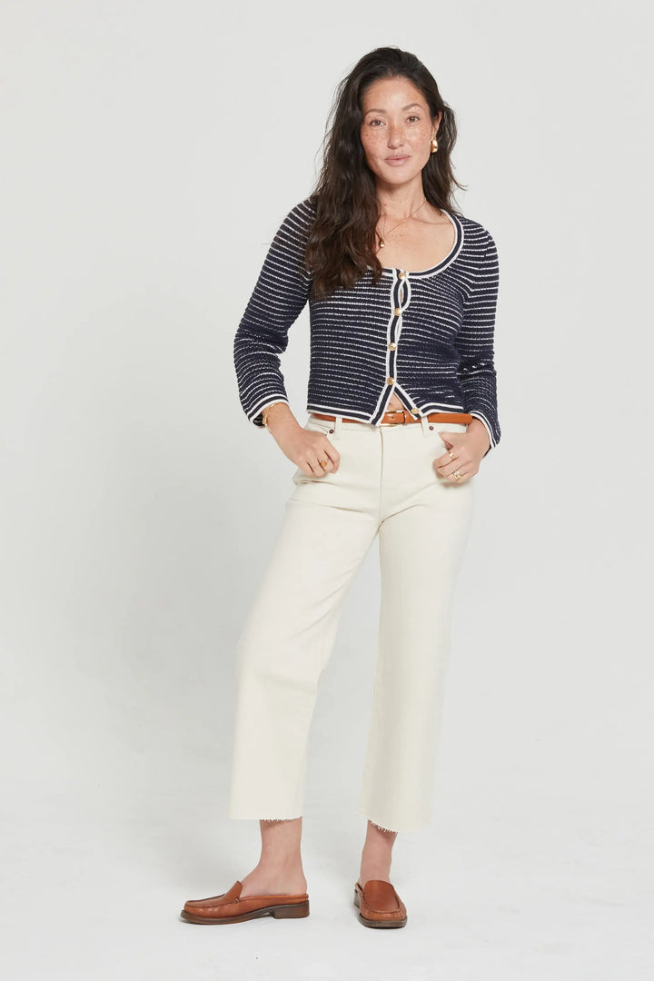Ankle Crop High Rise Jean in Ivory