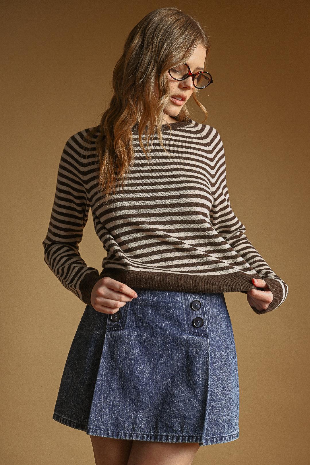 Long Sleeve Striped Crew Neck Sweater
