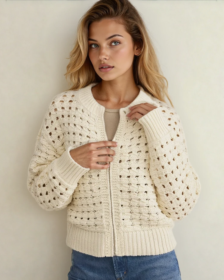 Open Knit Cardigan Sweater