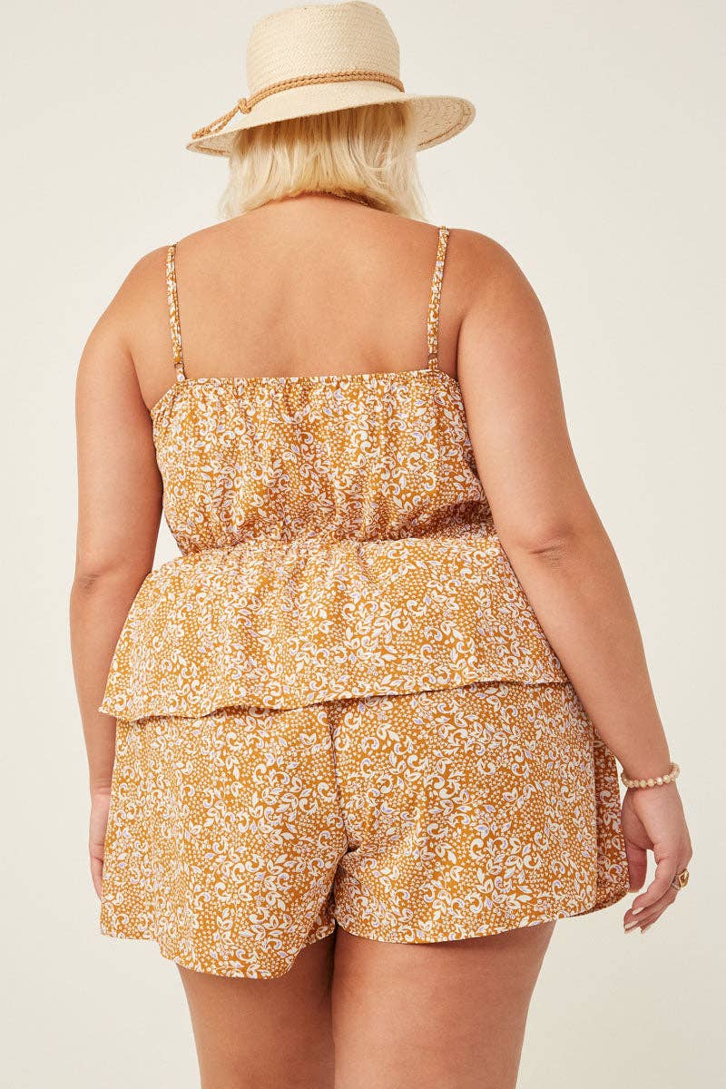 Womens Floral Paisley Buttoned Wide Leg Romper