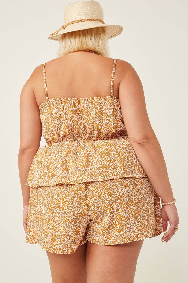 Womens Floral Paisley Buttoned Wide Leg Romper