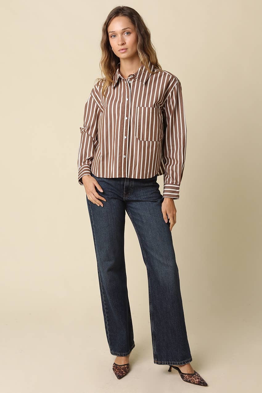 Leah Stripe Button-Up Shirt