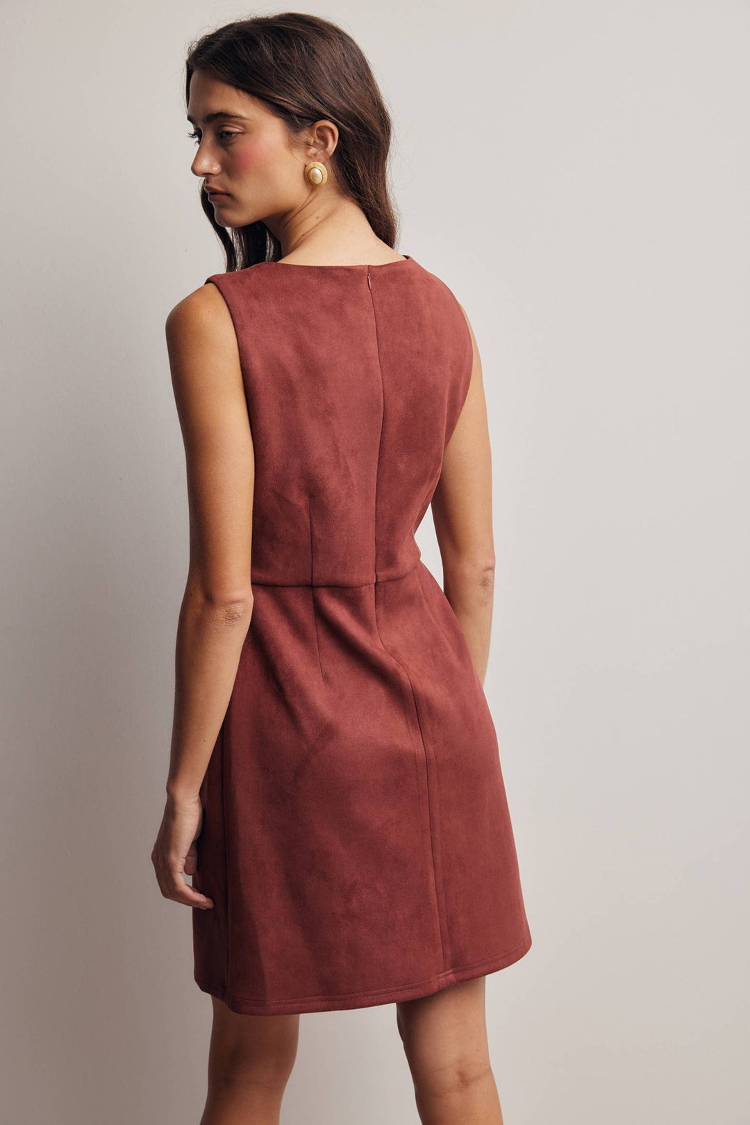 Stretch Suede Sleeveless Mini Dress FD0059
