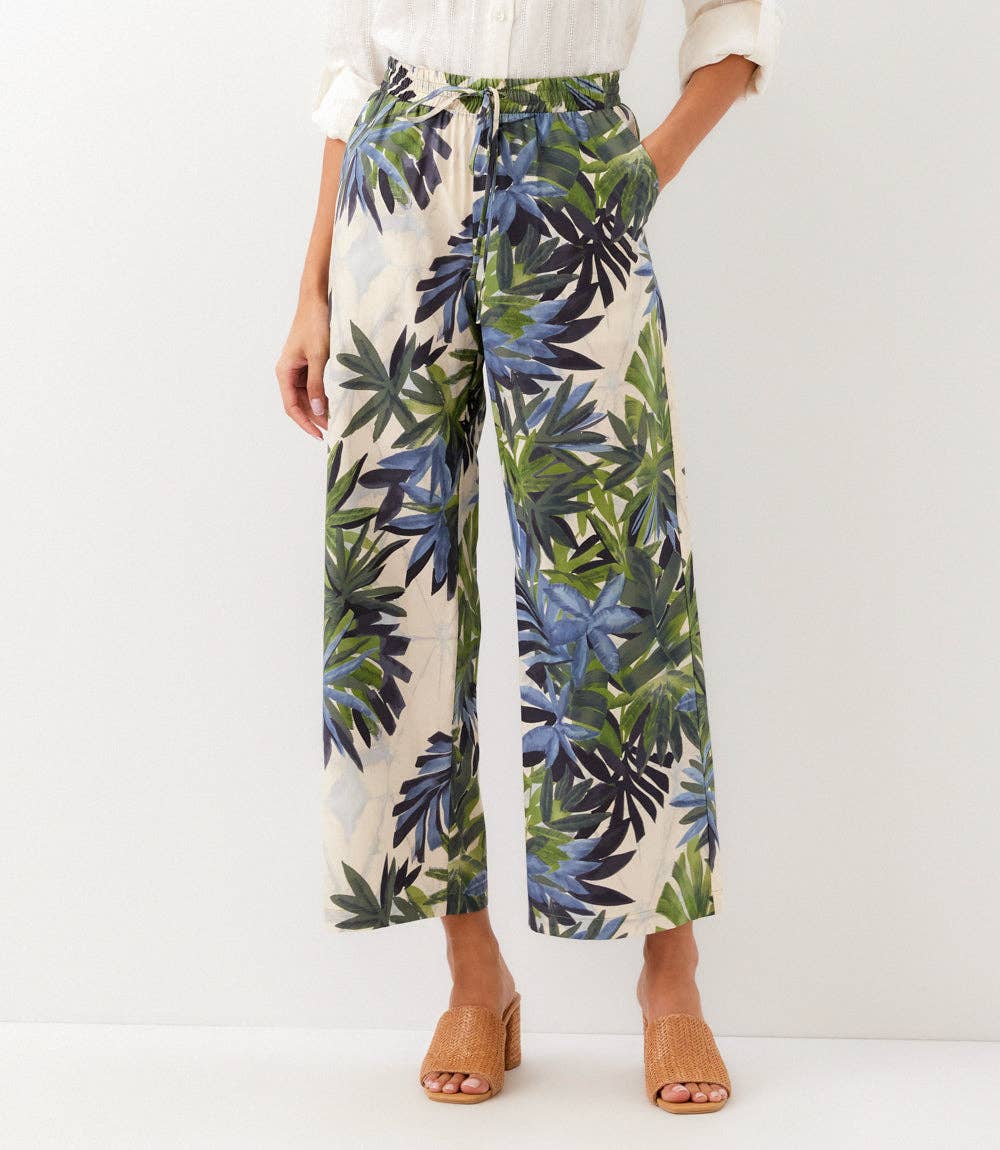 Island Palms Drawstring Ankle Pants