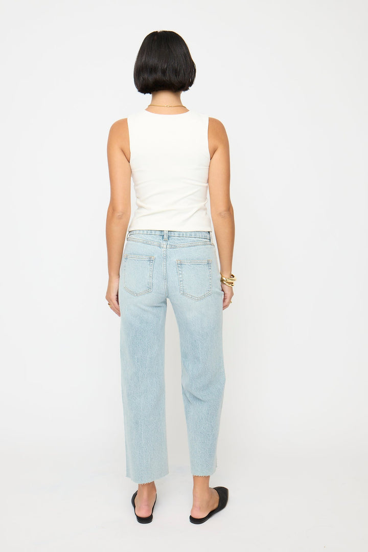 Ankle Crop High Rise Jean in Light Indigo