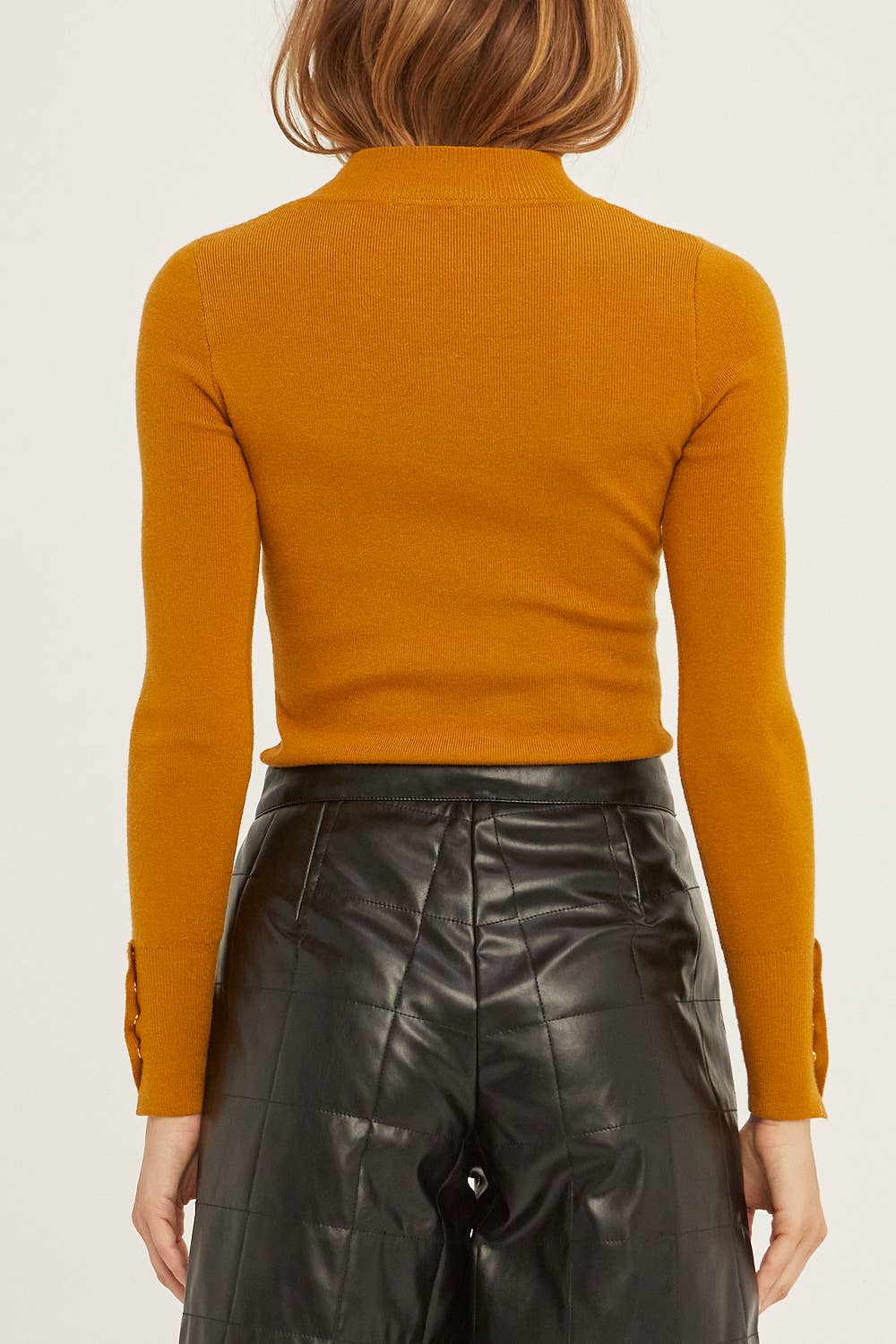 Megan Knit Top with Sleeve Snap Detail