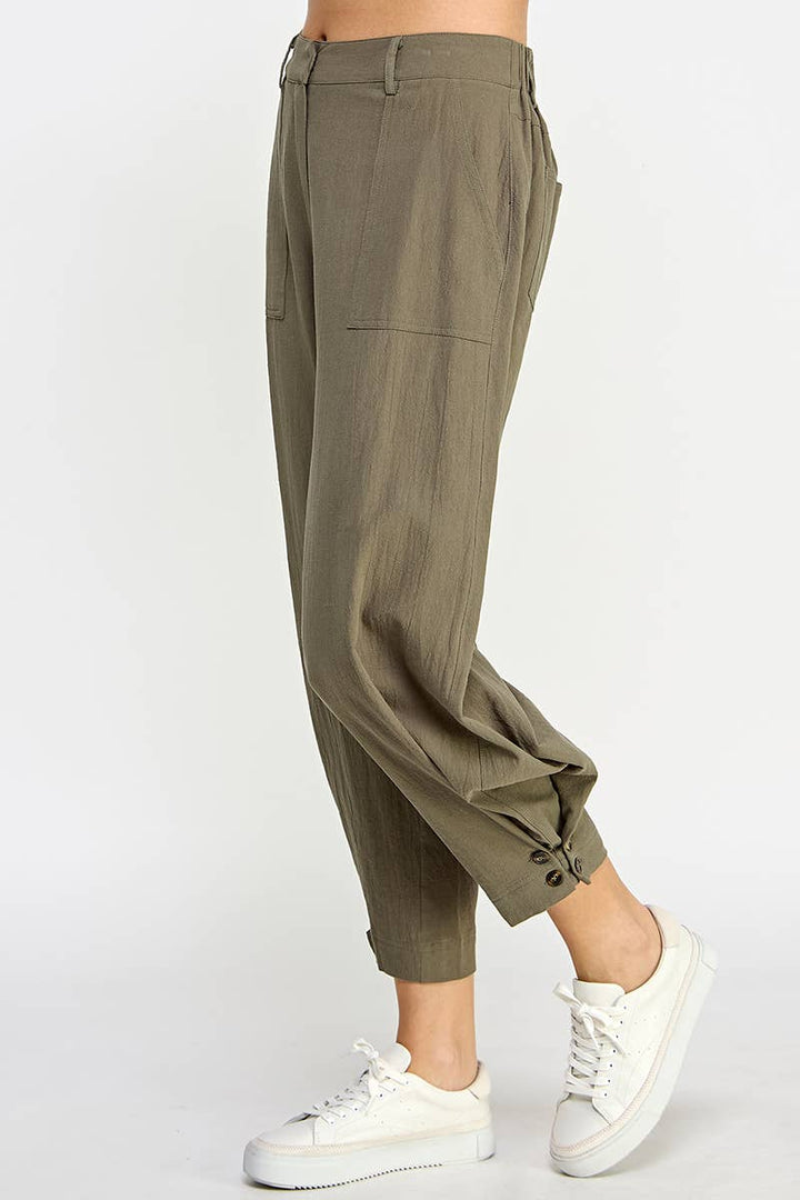 Tapered Pants with Button Detail