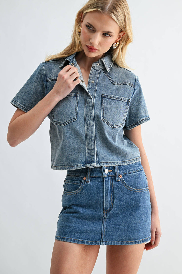 The Muse Mini-Shirt Medium Wash