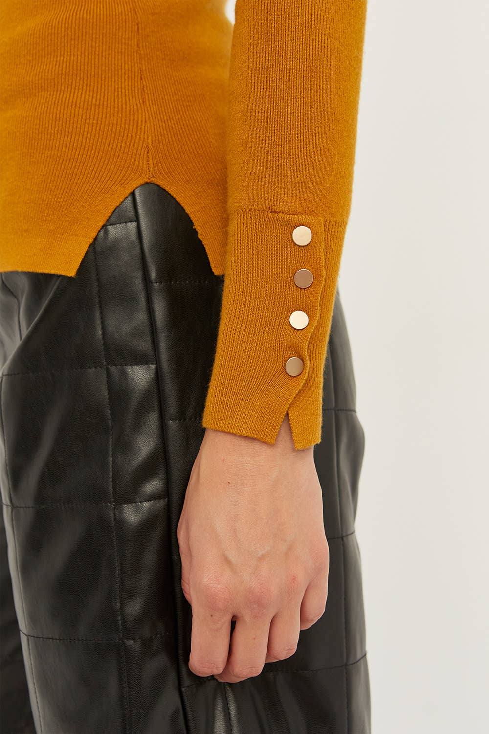 Megan Knit Top with Sleeve Snap Detail