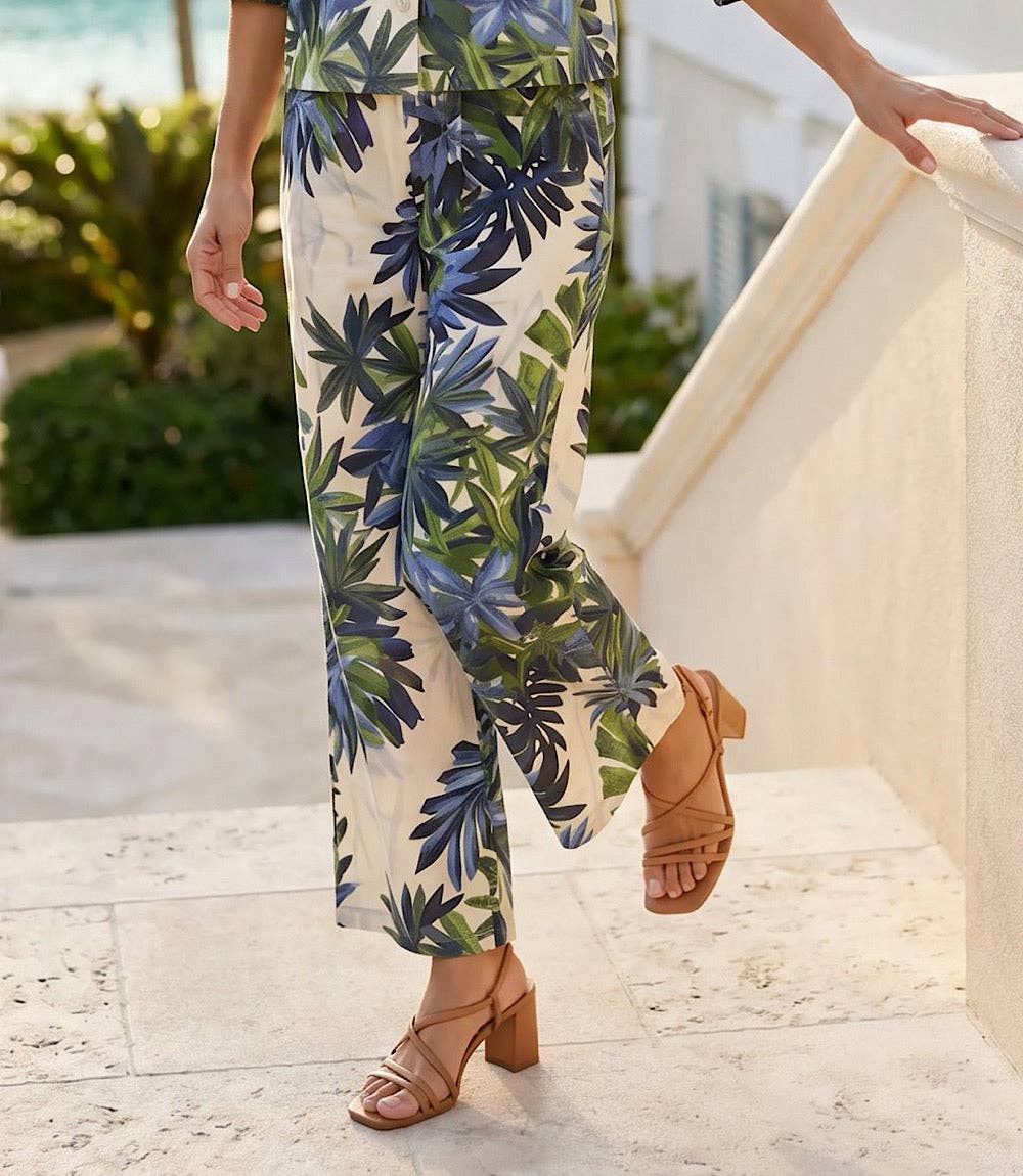 Island Palms Drawstring Ankle Pants