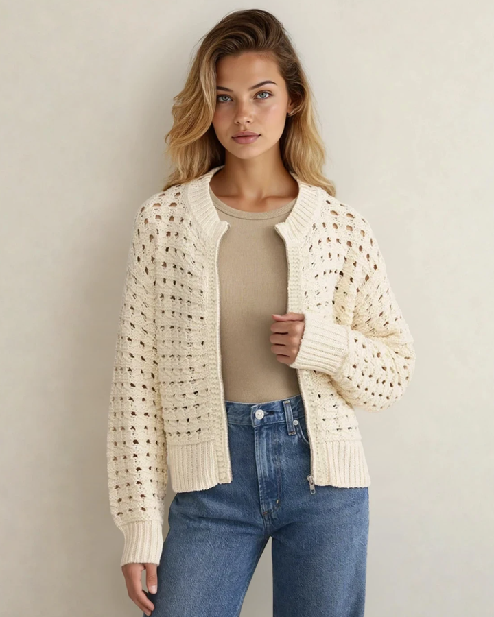 Open Knit Cardigan Sweater