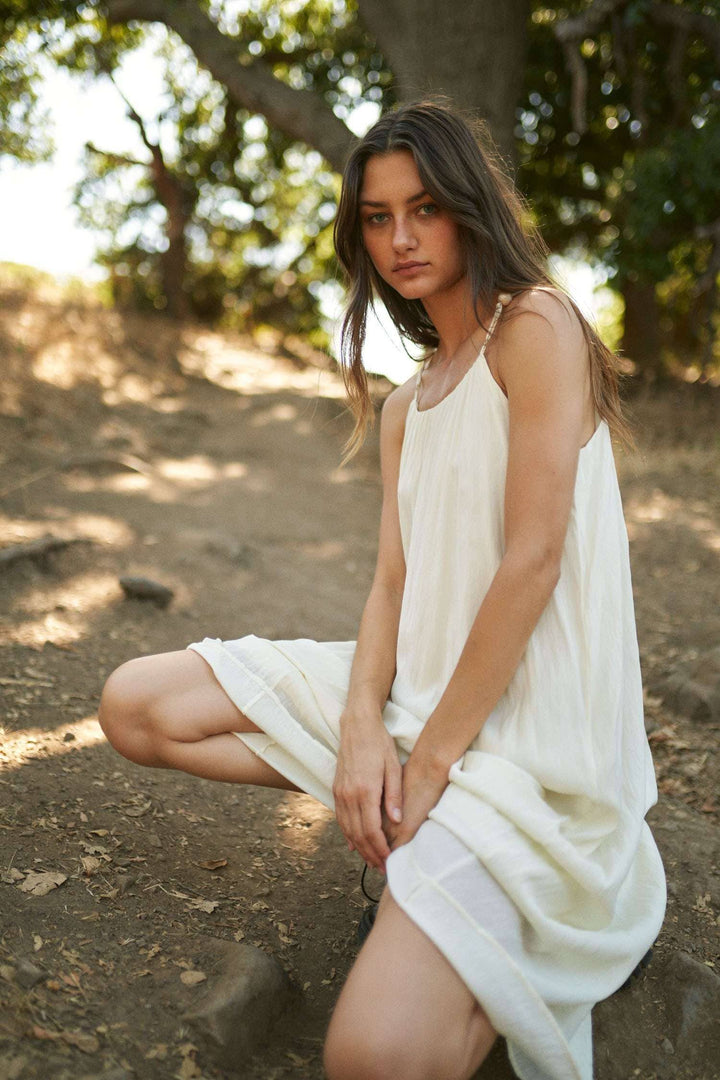Sheer Maxi Dress with Beaded Strap