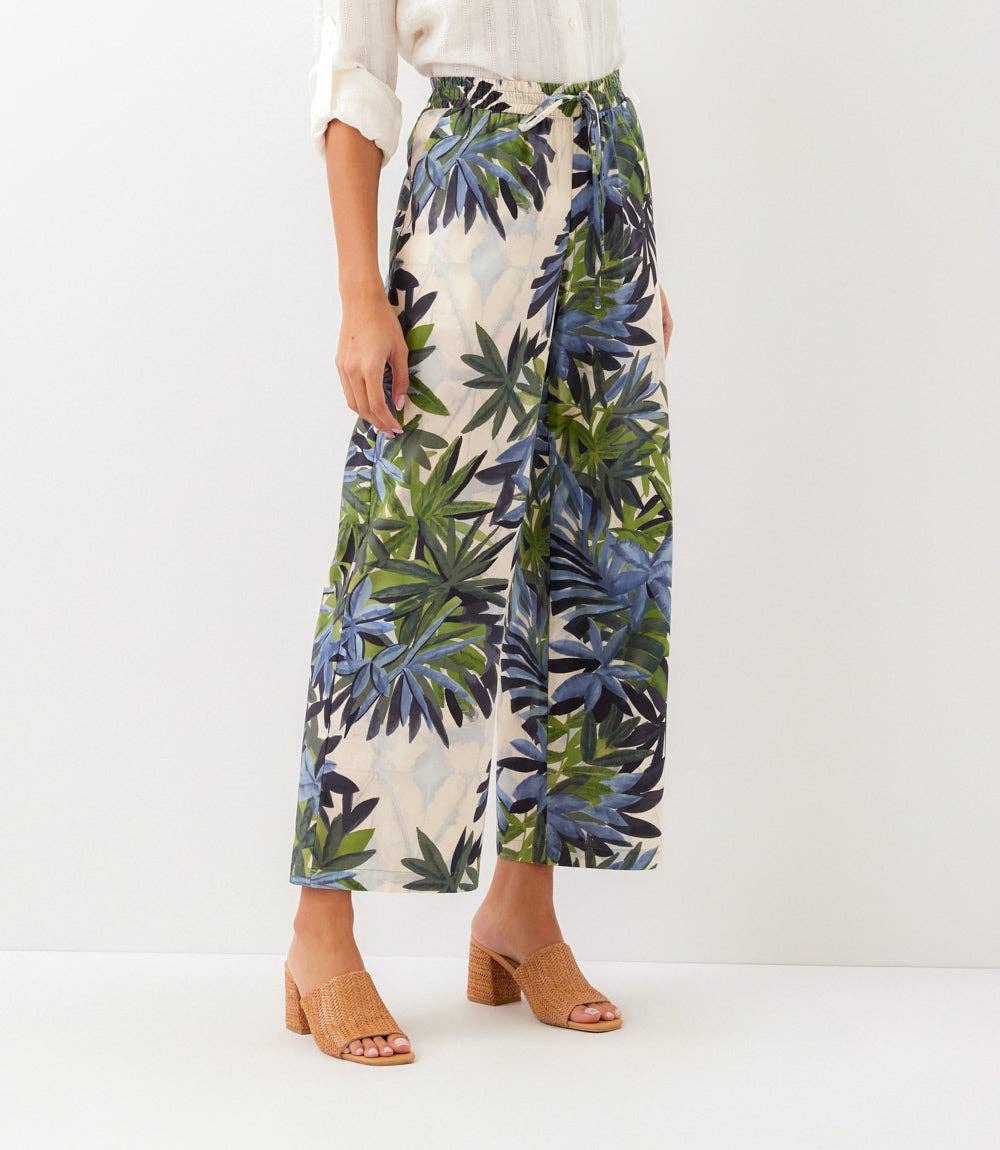 Island Palms Drawstring Ankle Pants