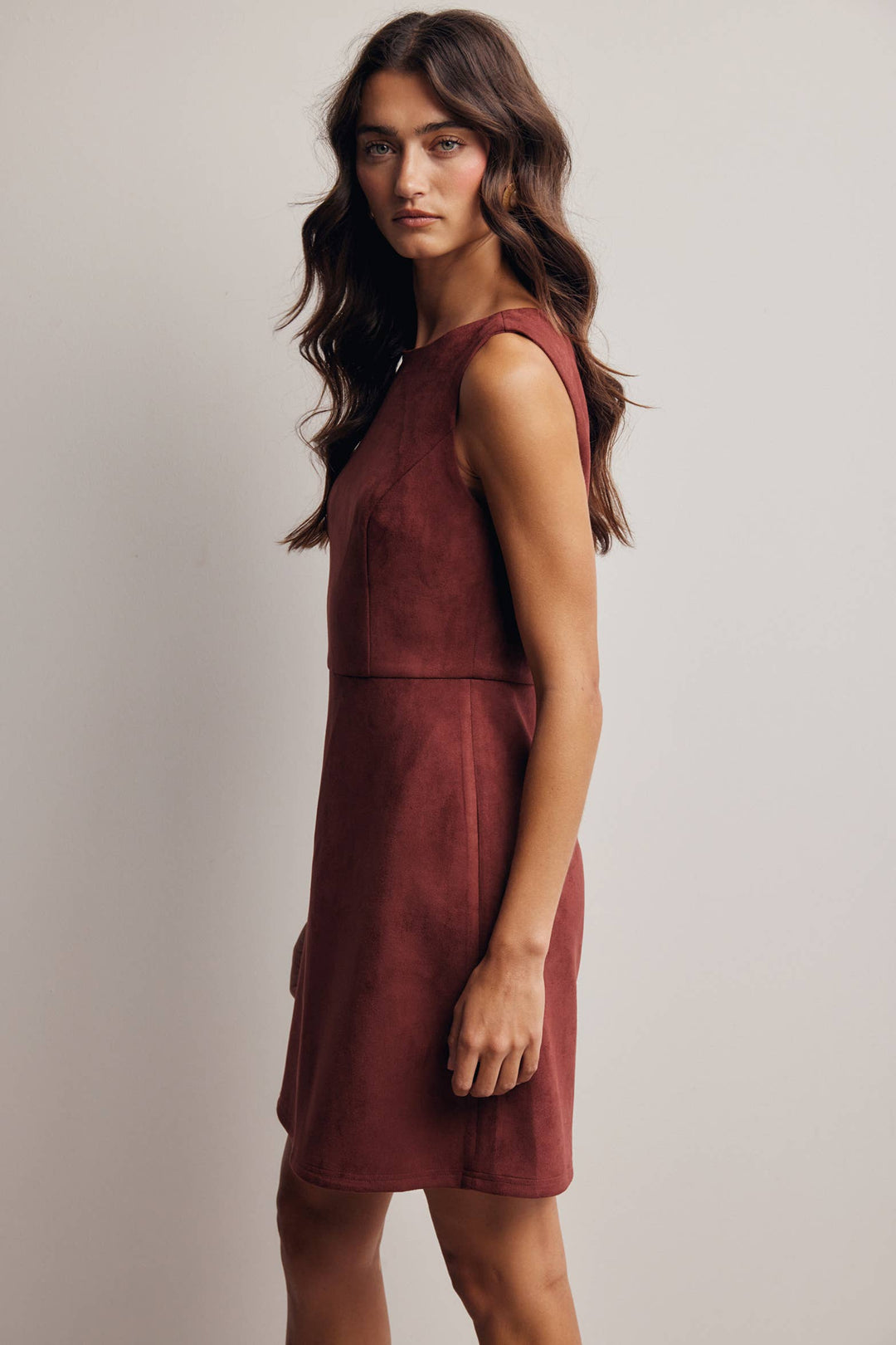 Stretch Suede Sleeveless Mini Dress FD0059
