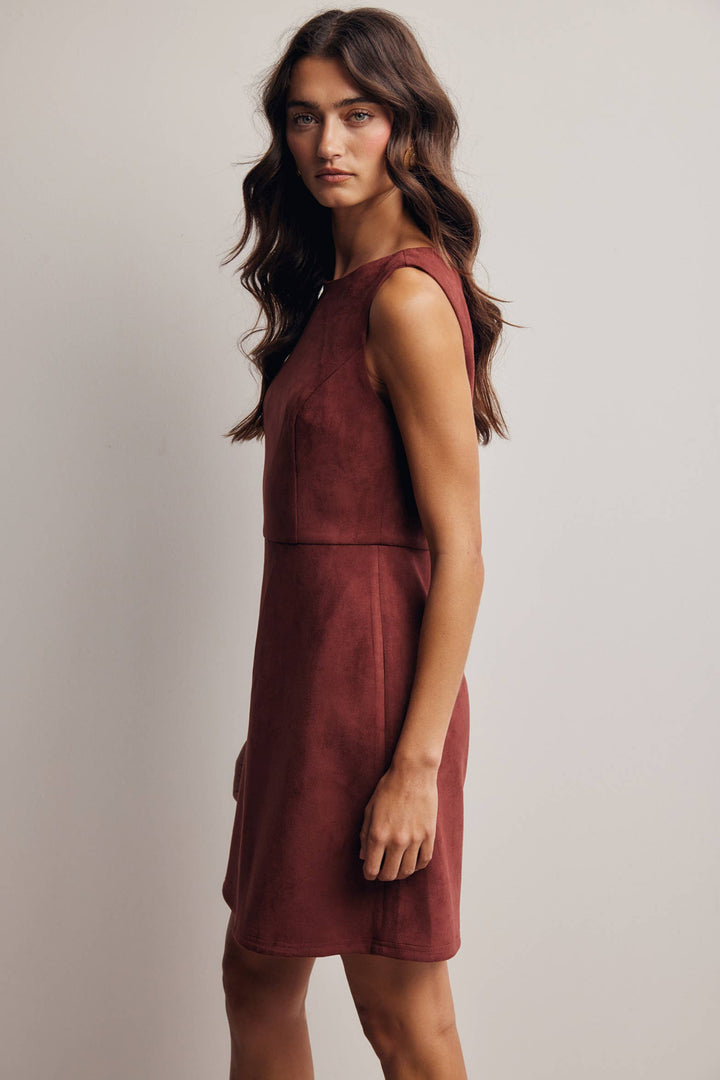 Stretch Suede Sleeveless Mini Dress FD0059