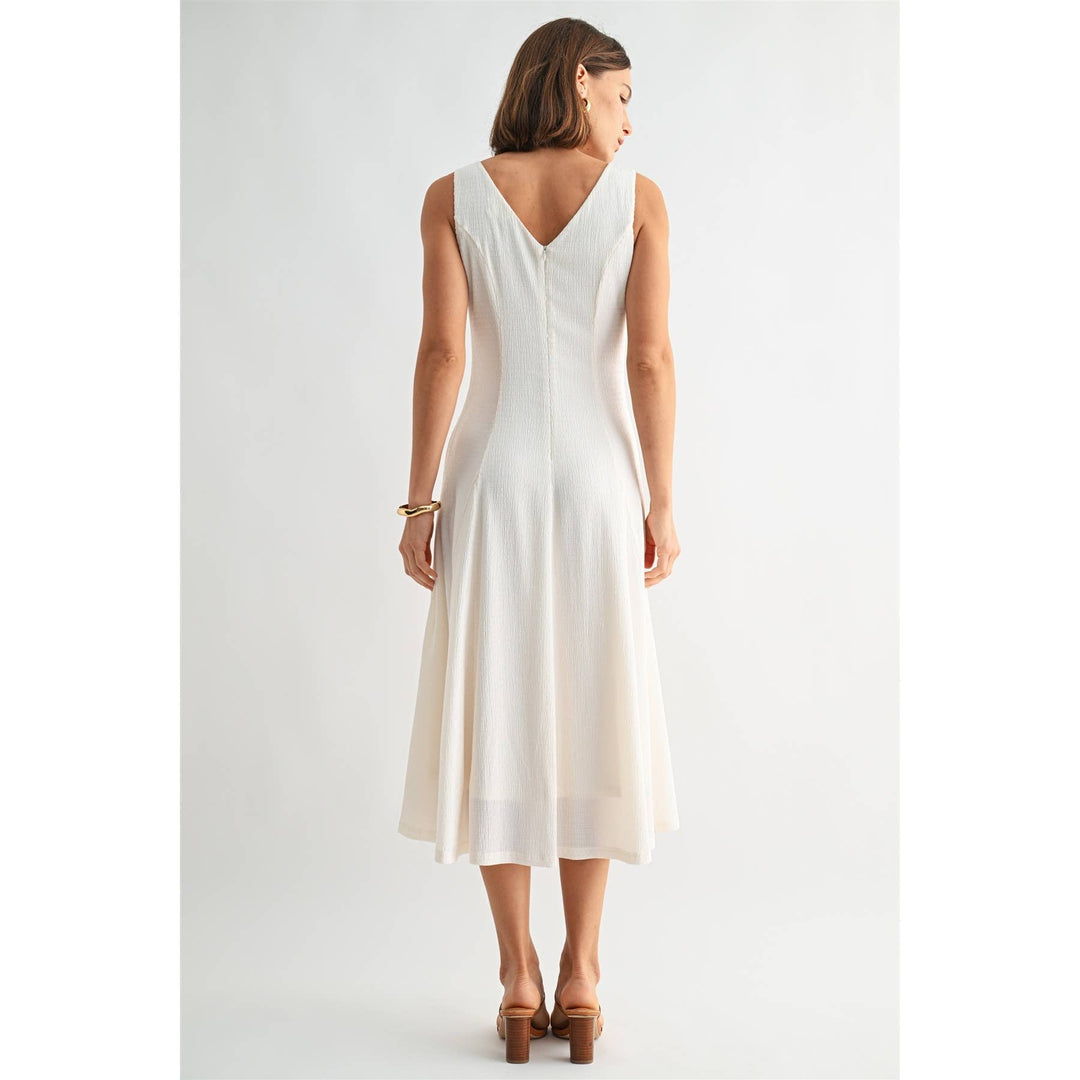 Textured Knit V-Neck Dress