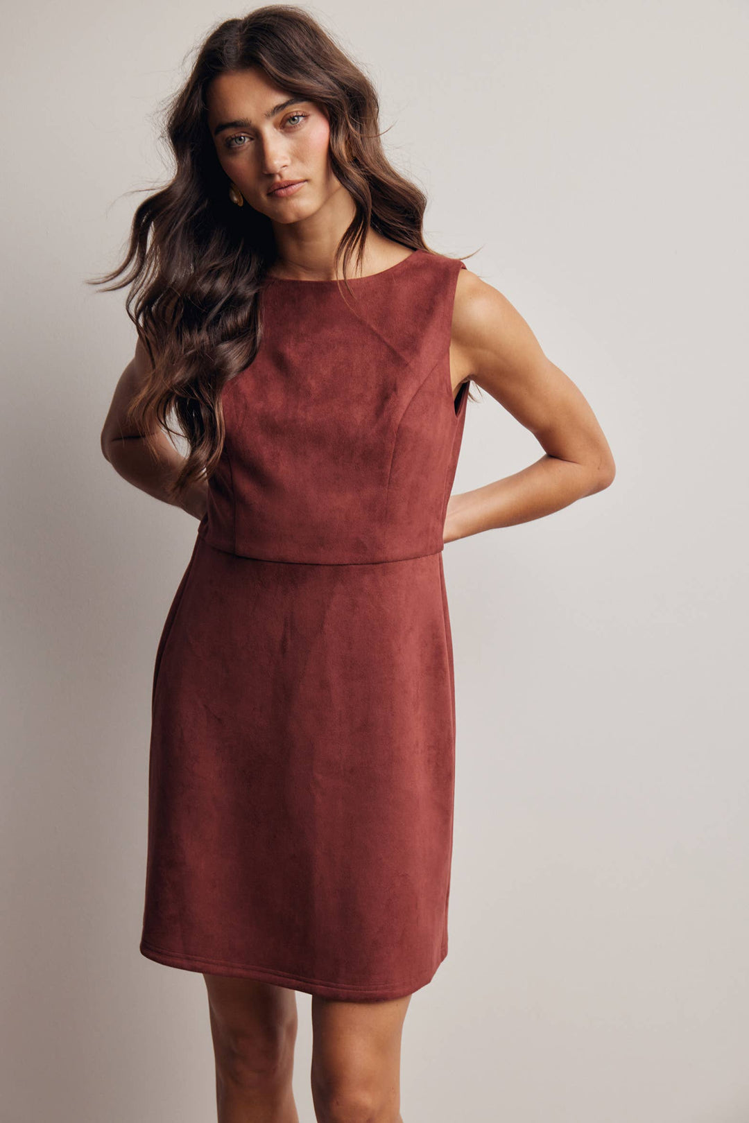 Stretch Suede Sleeveless Mini Dress FD0059