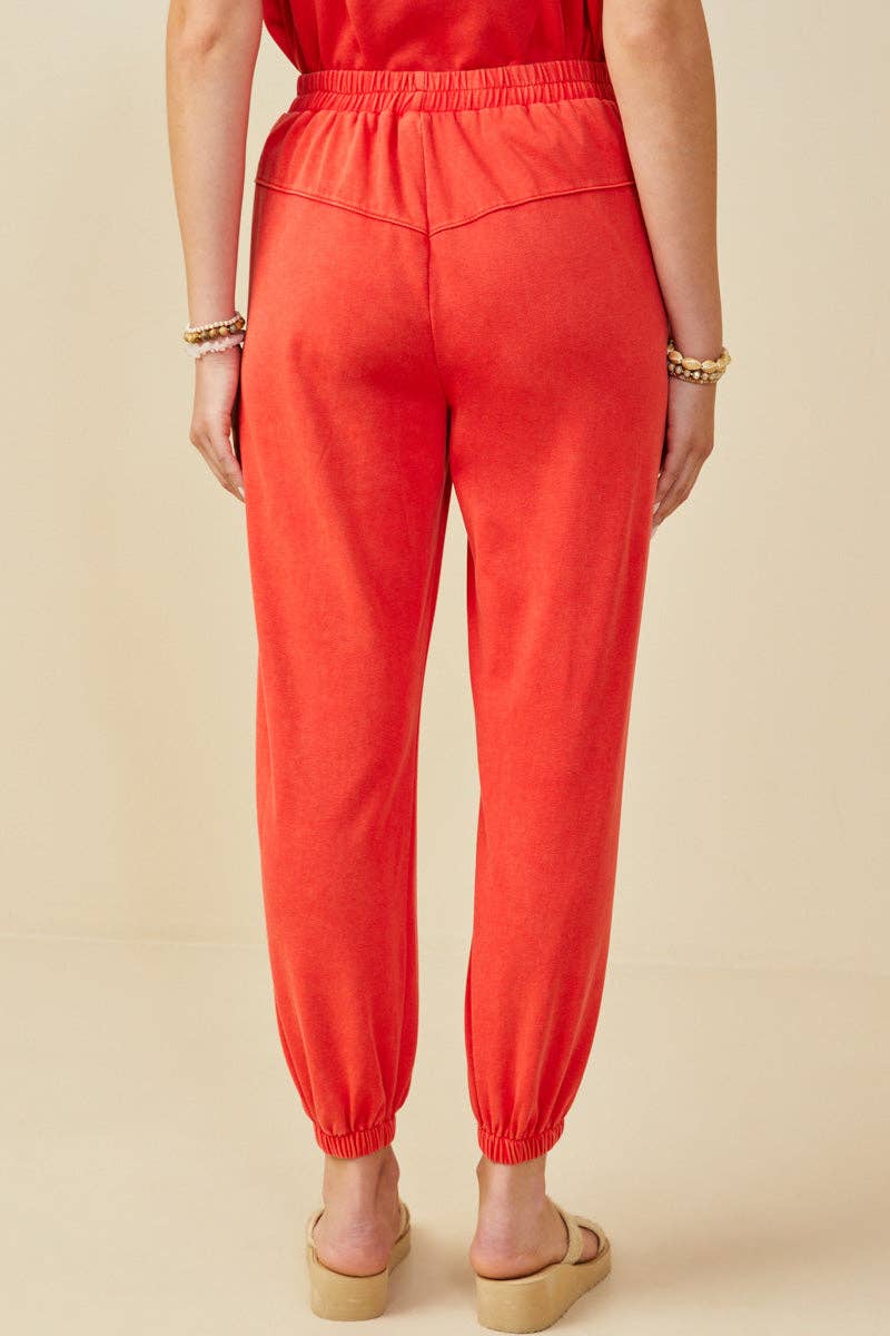 Womens Washed Paneled Knit Joggers