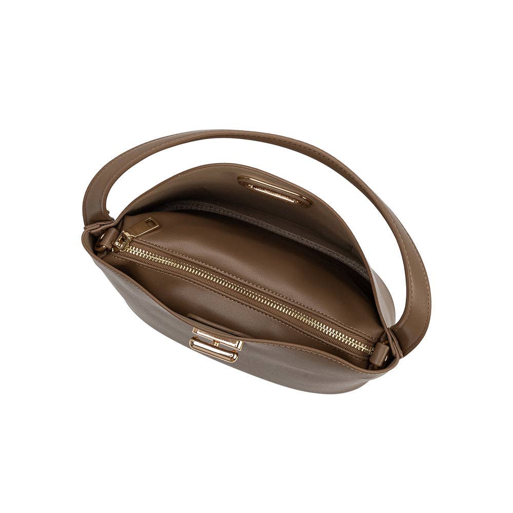 Lana Taupe Recycled Vegan Leather Crossbody Bag